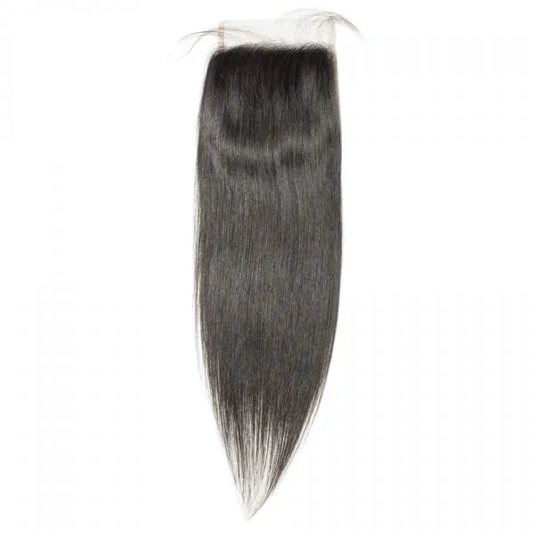 Raw straight hair closure with natural shine and HD lace base