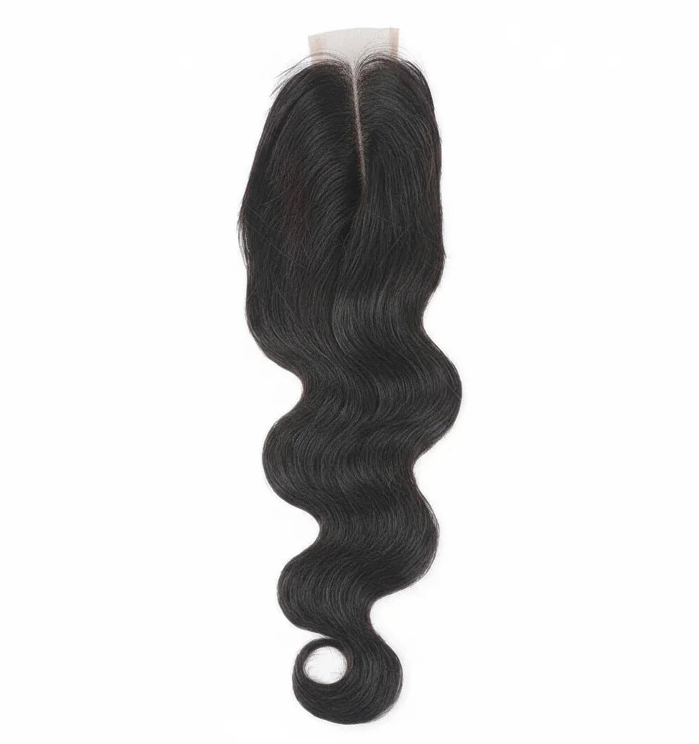 HD lace closure with natural wavy raw black hair, premium hair extension