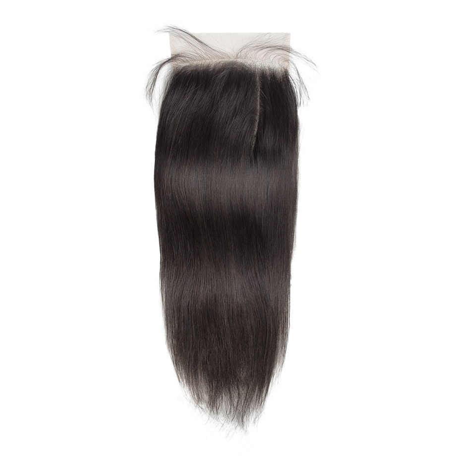 Straight raw human hair HD lace closure, natural black, silky and smooth texture