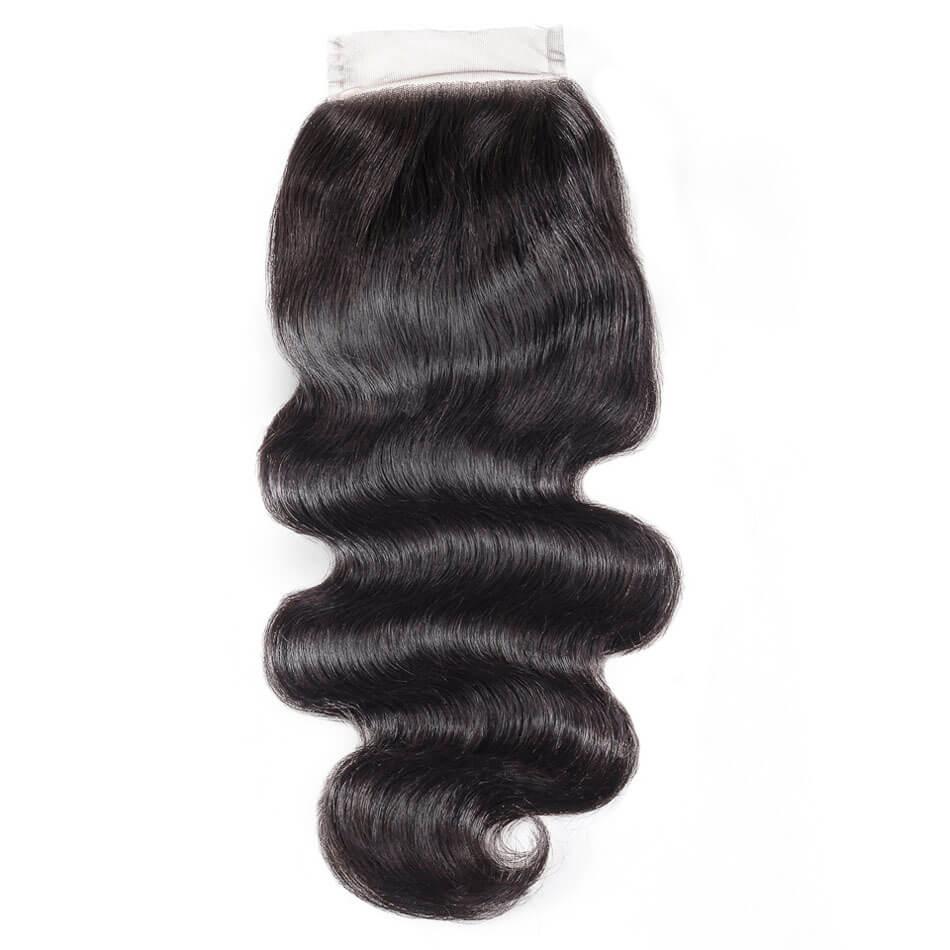 Body wave raw hair bundle with natural shine and HD lace closure