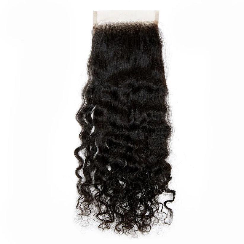 Raw curly lace closure hair extension with natural black waves, HD lace front
