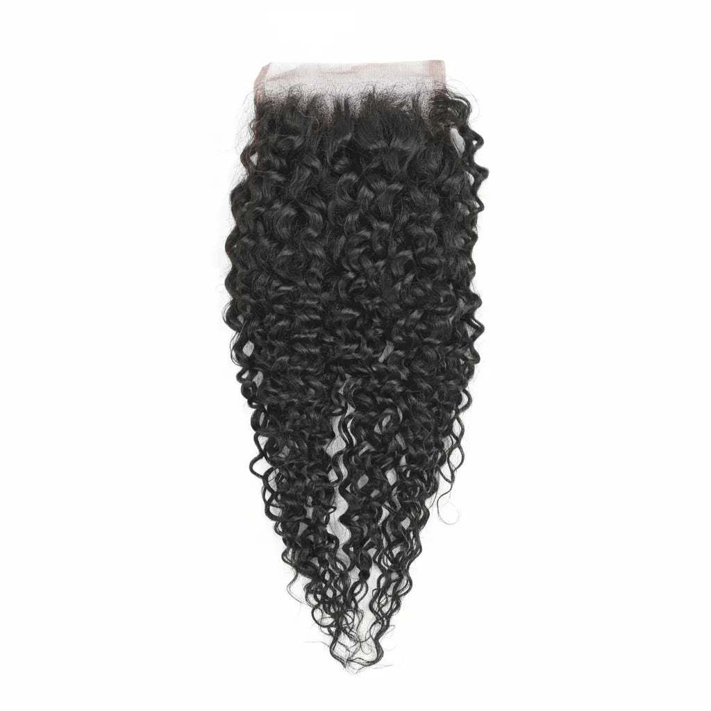 HD lace closure with natural black tight curly human hair
