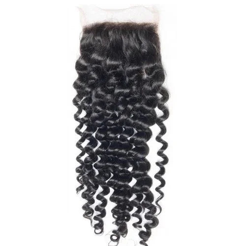 Raw Vietnamese deep curly HD lace closure with natural shine and defined spiral curls